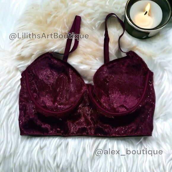 Victoria Secret Lined Demi Velvet Balconette Bra(P004)-Size 34B for Women - Picture 2 of 8